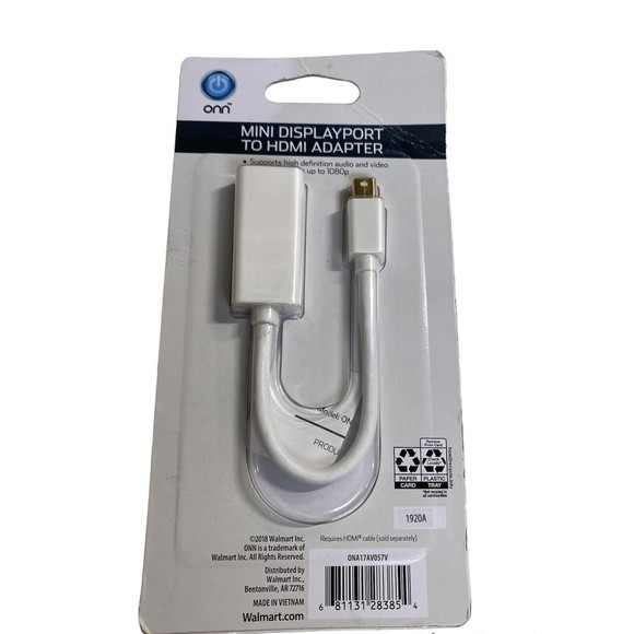 ONN Mini Displayport to HDMI Adapter *Brand New* WHITE - Picture 2 of 3
